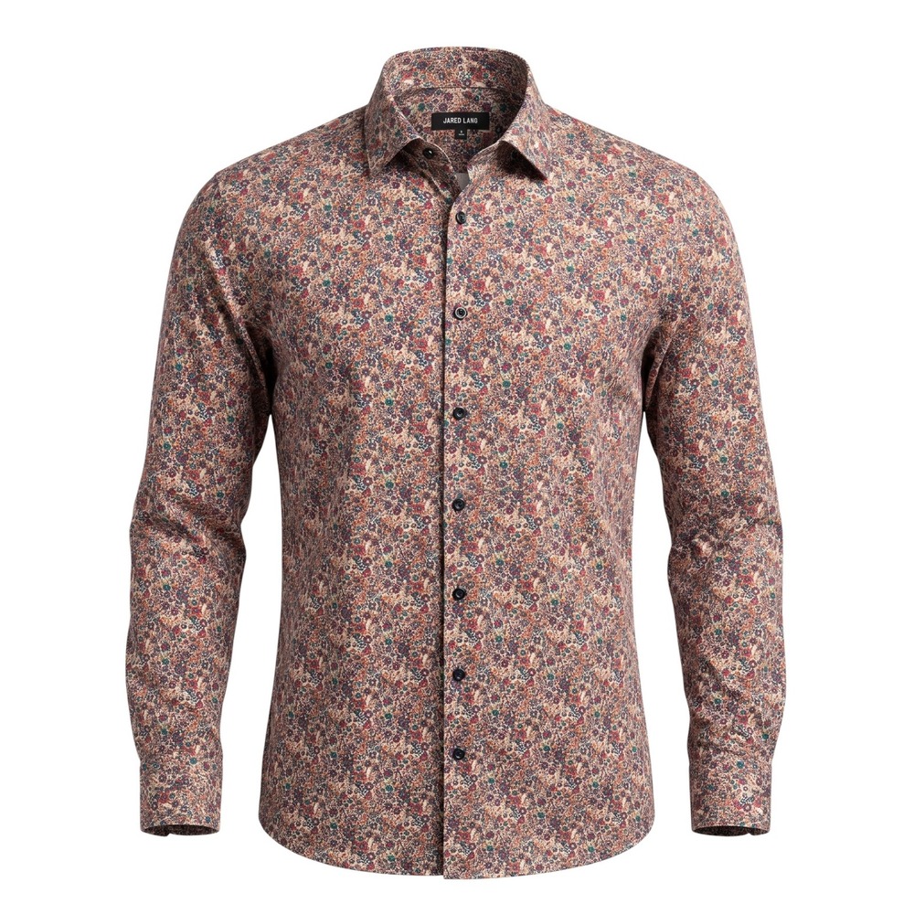 Jared Lang Mens XL Floral Button Down Shirt Long Sleeve Cotton Multicolor Turkey